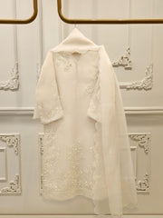 3 Piece - Pure Organza Embroidered Suit S112467