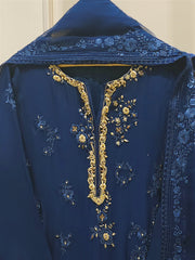 3 Piece - Pure Chiffon Embroidered Suit S112468