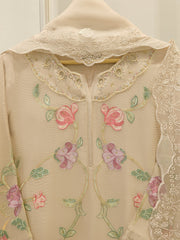 3 Piece - Pure Embroidered Cotton Net Suit S112472