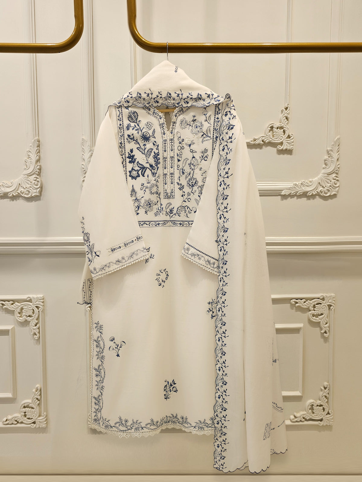 3 Piece - Embroidered Kora Cotton Suit  S112503