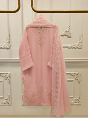 3 Piece - Pure  Chiffon Embroidered Suit S112509