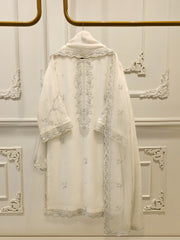 3 Piece - Pure Embroidered Cotton Net Suit S112510