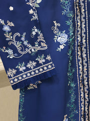 3 Piece-  Pure Embroidered Sheesha Silk Suit S112524