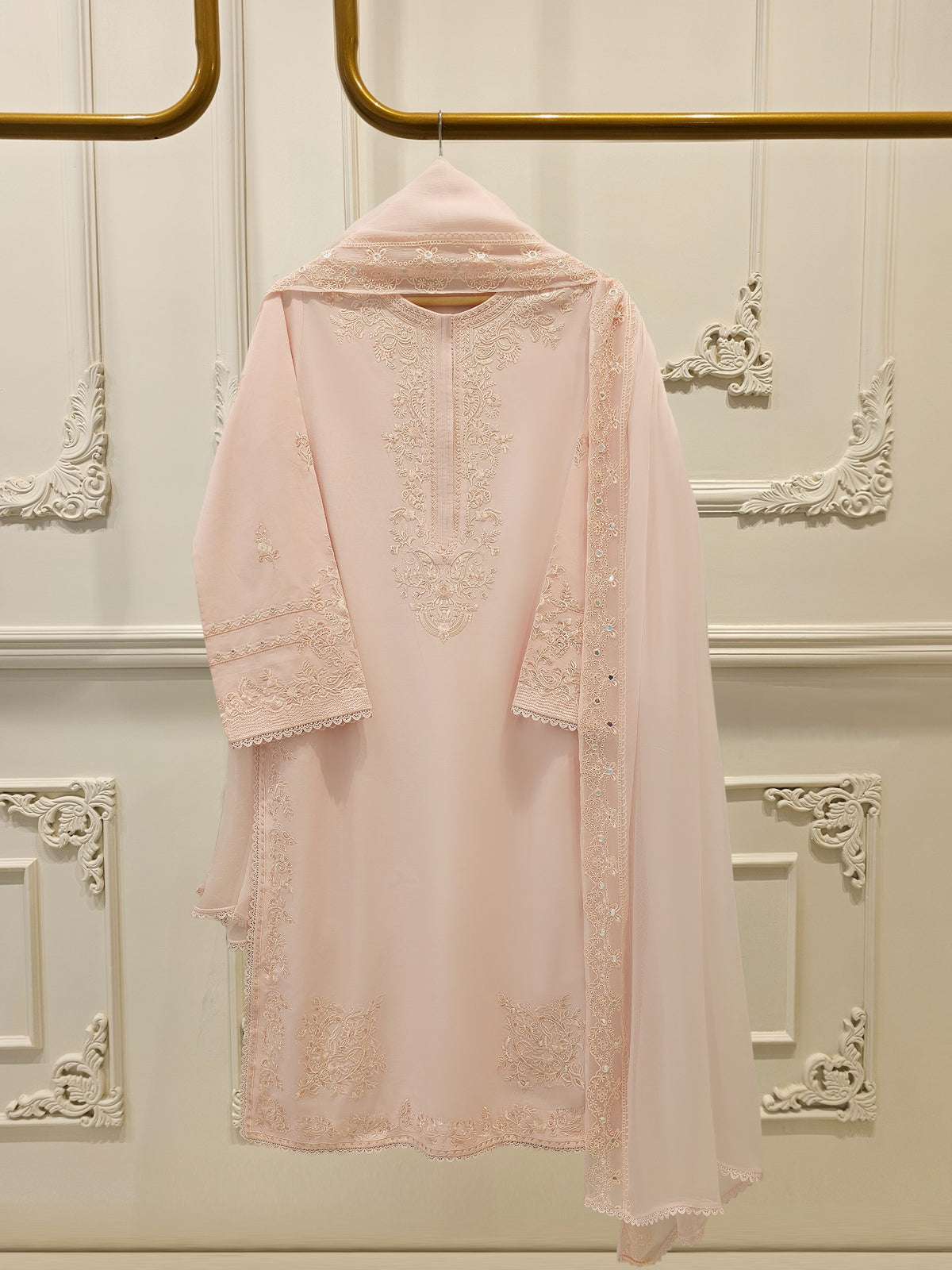 2 Piece - Embroidered Cambric Suit S112557