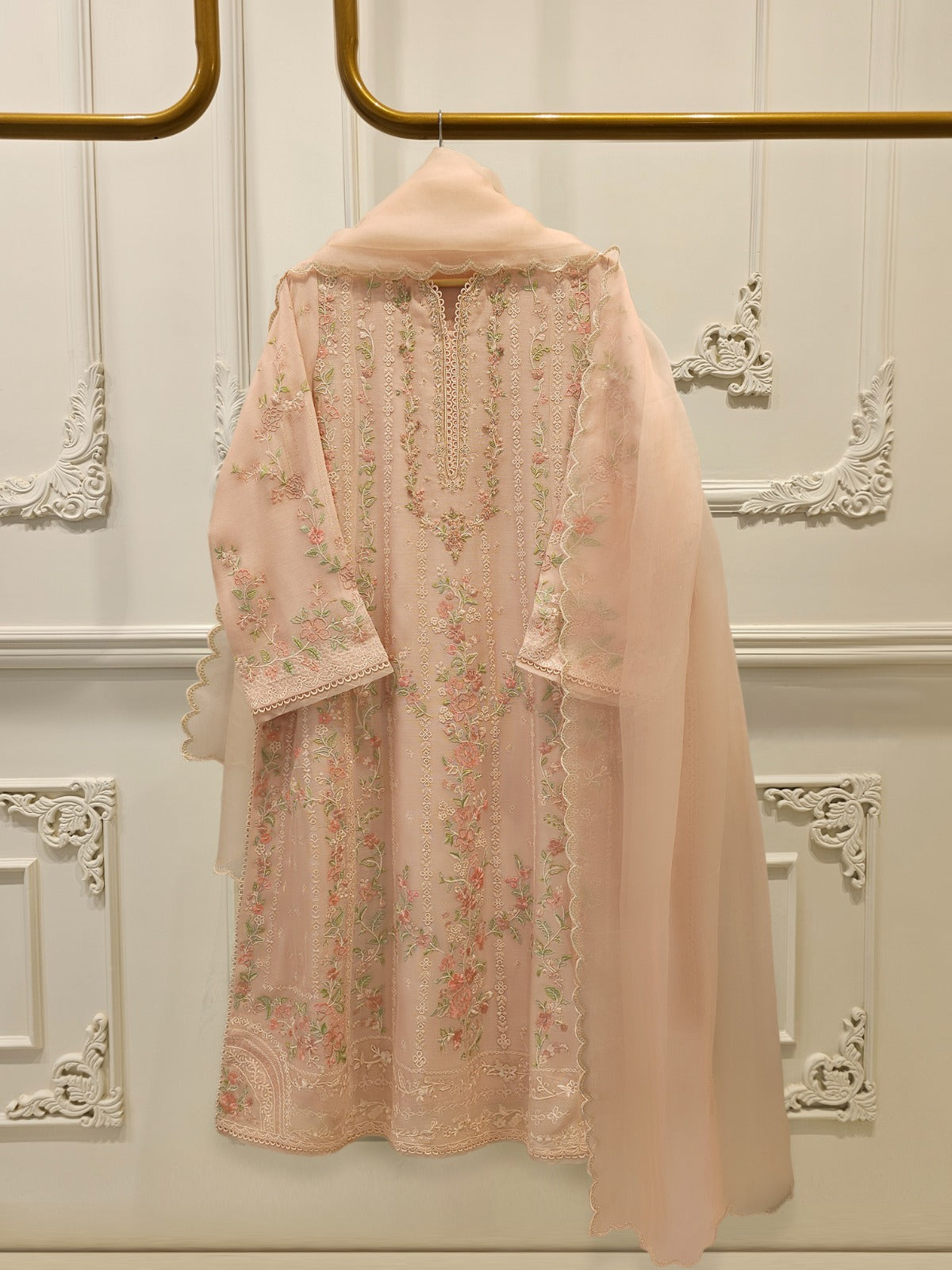 3 Piece - Pure Embroidered Cotton Net Suit S112554