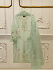 3 Piece-  Pure Embroidered Sheesha Silk Suit S112640