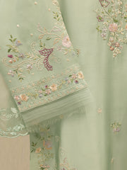 3 Piece-  Pure Embroidered Sheesha Silk Suit S112640