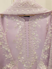 3 Piece - Pure Organza Embroidered Suit S112677