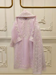 3 Piece - Pure Organza Embroidered Suit S112677