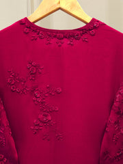 3 Piece - Pure Chiffon Embroidered Suit S112682