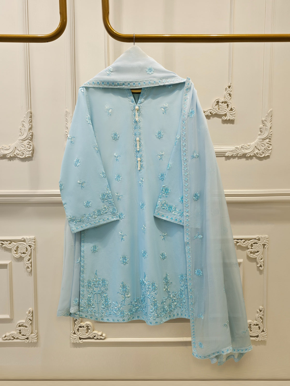 3 Piece - Embroidered Cambric Suit S112684