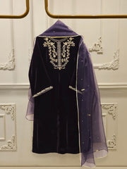 3 Piece - Embroidered Velvet Suit S112685