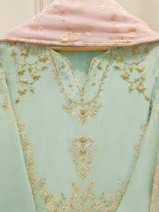 3 Piece - Pure  Chiffon Embroidered Suit S112689