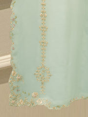 3 Piece - Pure  Chiffon Embroidered Suit S112689