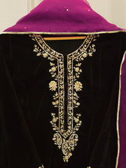 3 Piece - Embroidered Velvet Suit S112702