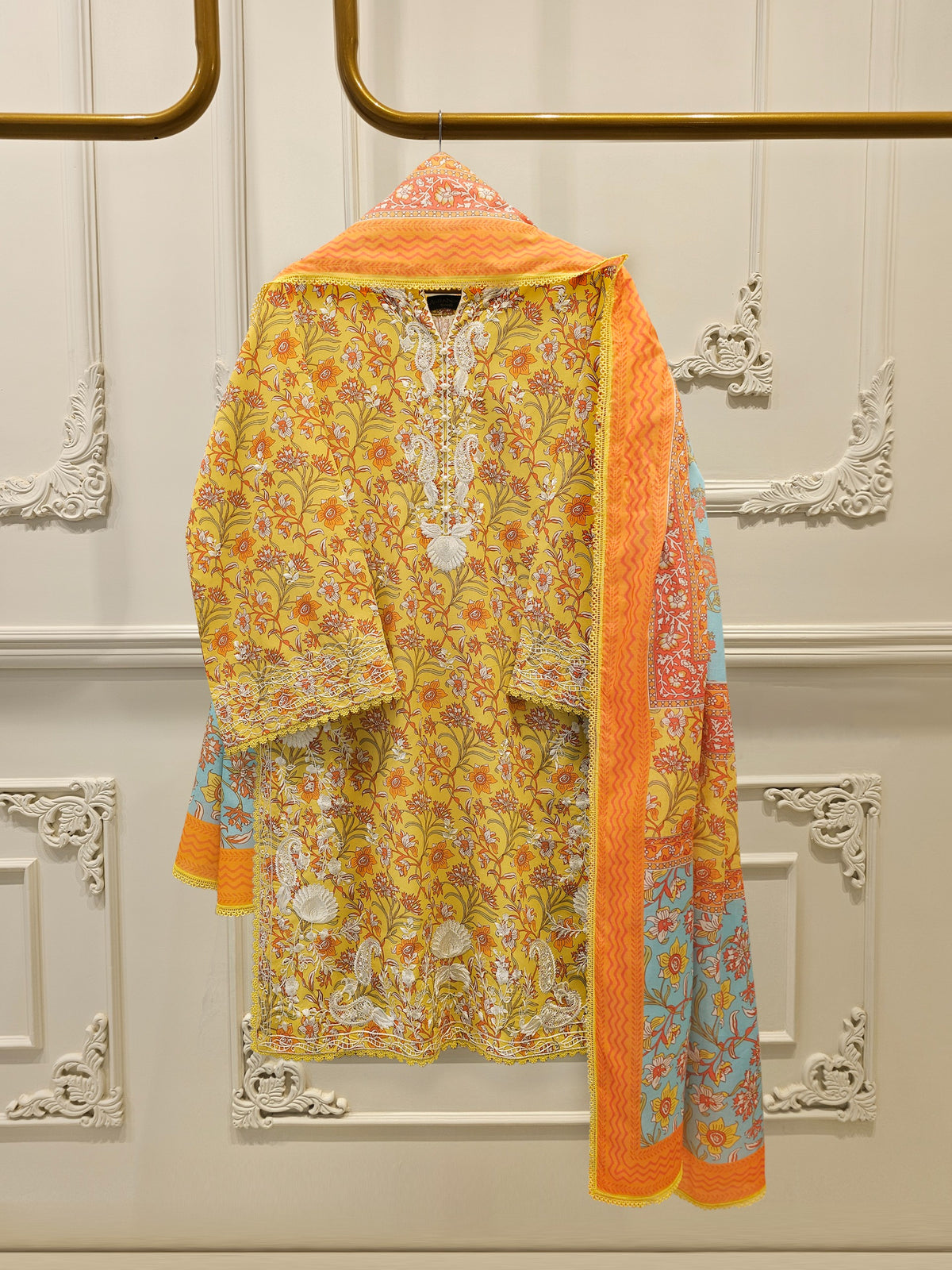 3 Piece - Digital Printed Embroidered Cambric Suit S112687