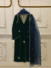 3 Piece - Embroidered Velvet Suit S112688