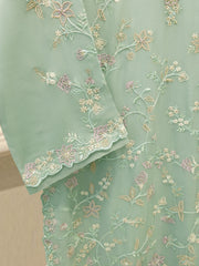 3 Piece - Pure  Chiffon Embroidered Suit S112716