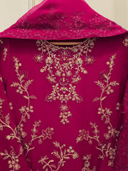 3 Piece - Pure Chiffon Embroidered Suit S112787