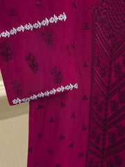 3 Piece - Pure Embroidered Cotton Net Suit S112795