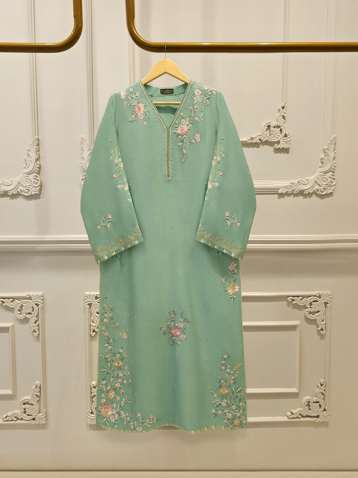 Pure Embroidered Silk Net Shirt S112791