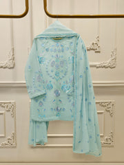 3 Piece - Pure Embroidered Cotton Net Suit S112802