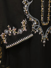 3 Piece - Pure Embroidered Cotton Net Suit S112844