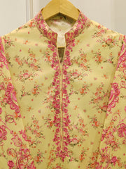 Digital Printed Embroidered Cambric Shirt S112813