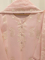 3 Piece - Pure Embroidered Cotton Net Suit S112866