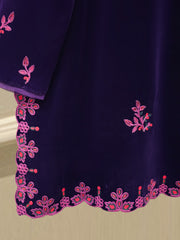 2 Piece - Embroidered Velvet Suit S112855