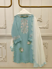 3 Piece - Pure Embroidered Cotton Net Suit S112900