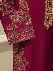 3 Piece-  Pure Embroidered Sheesha Silk Suit S112903