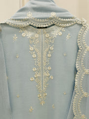 3 Piece - Pure Embroidered Cotton Net Suit S112905