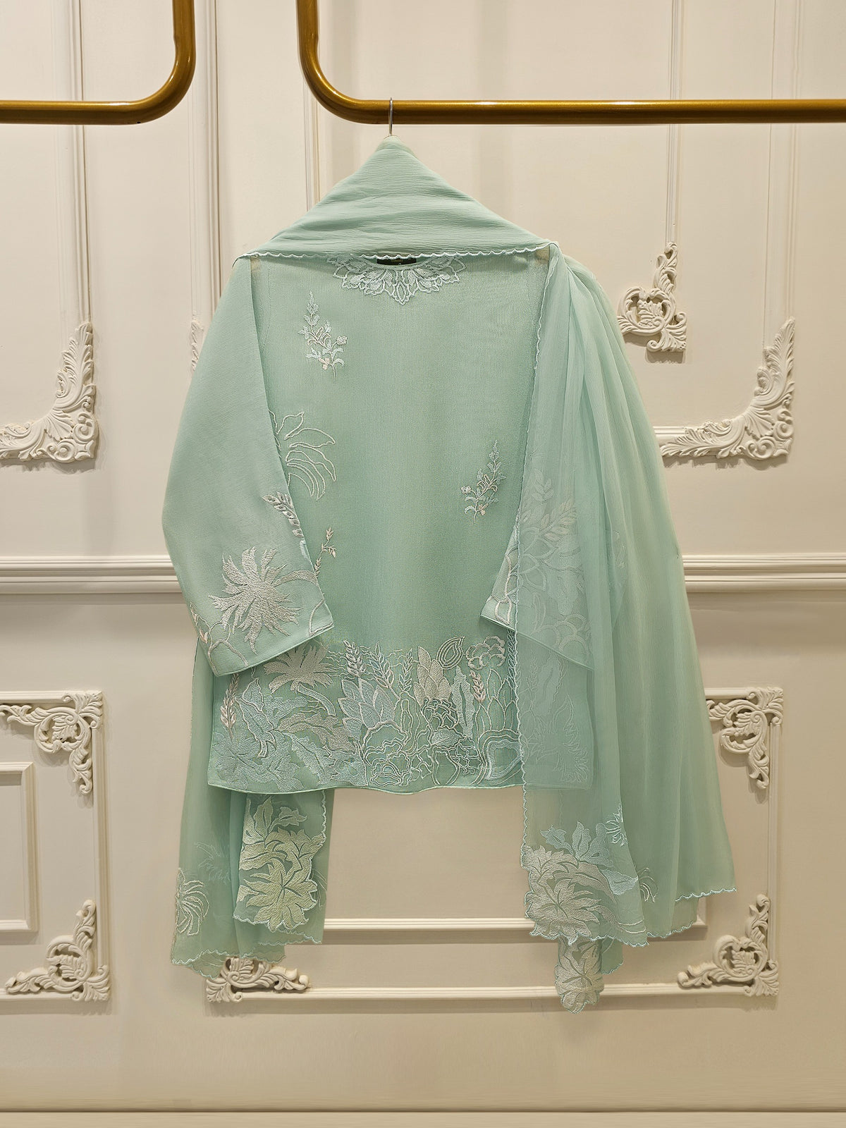 3 Piece - Pure Embroidered Cotton Net Suit S112907
