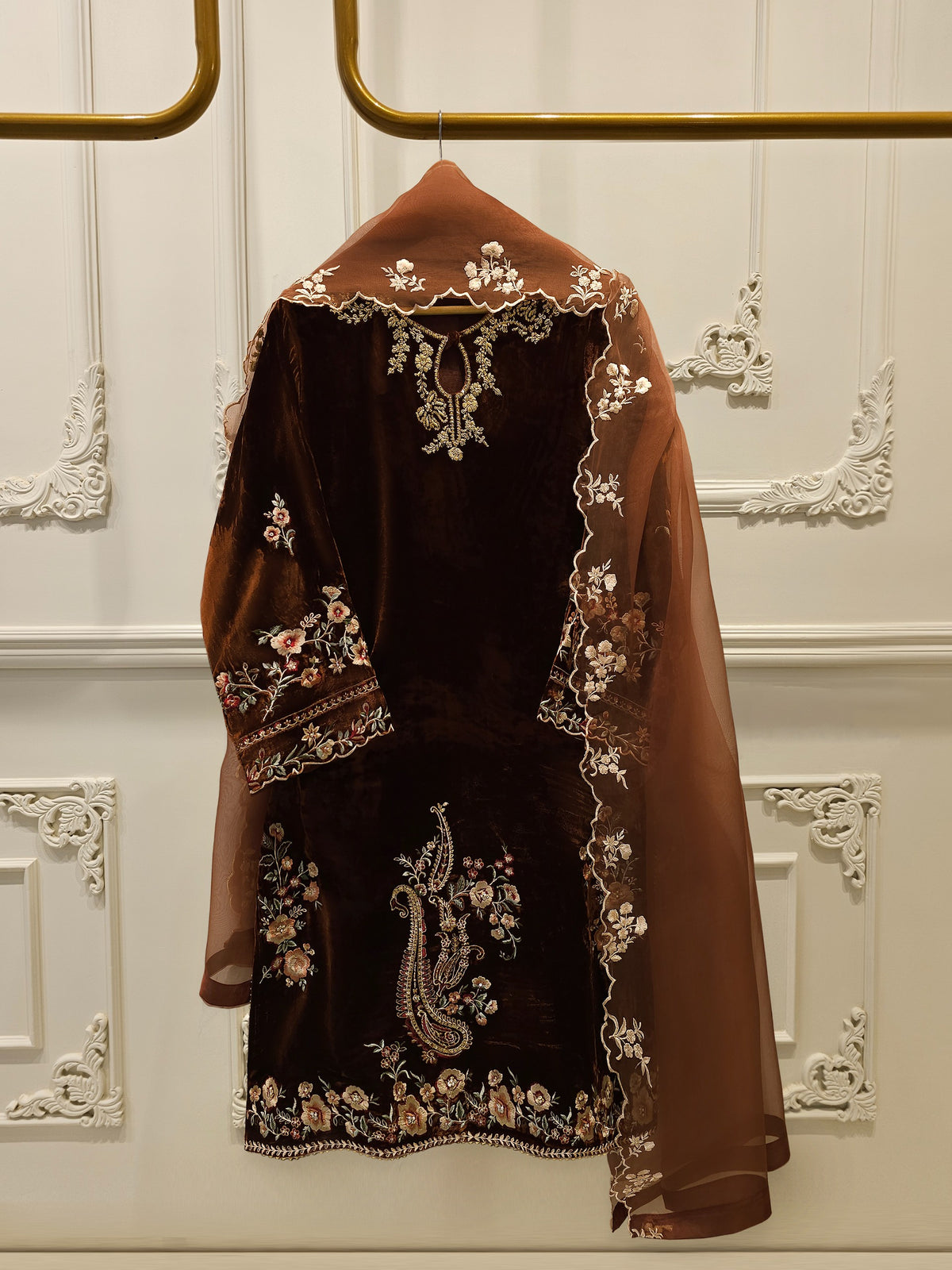 3 Piece - Embroidered Velvet Suit S112917