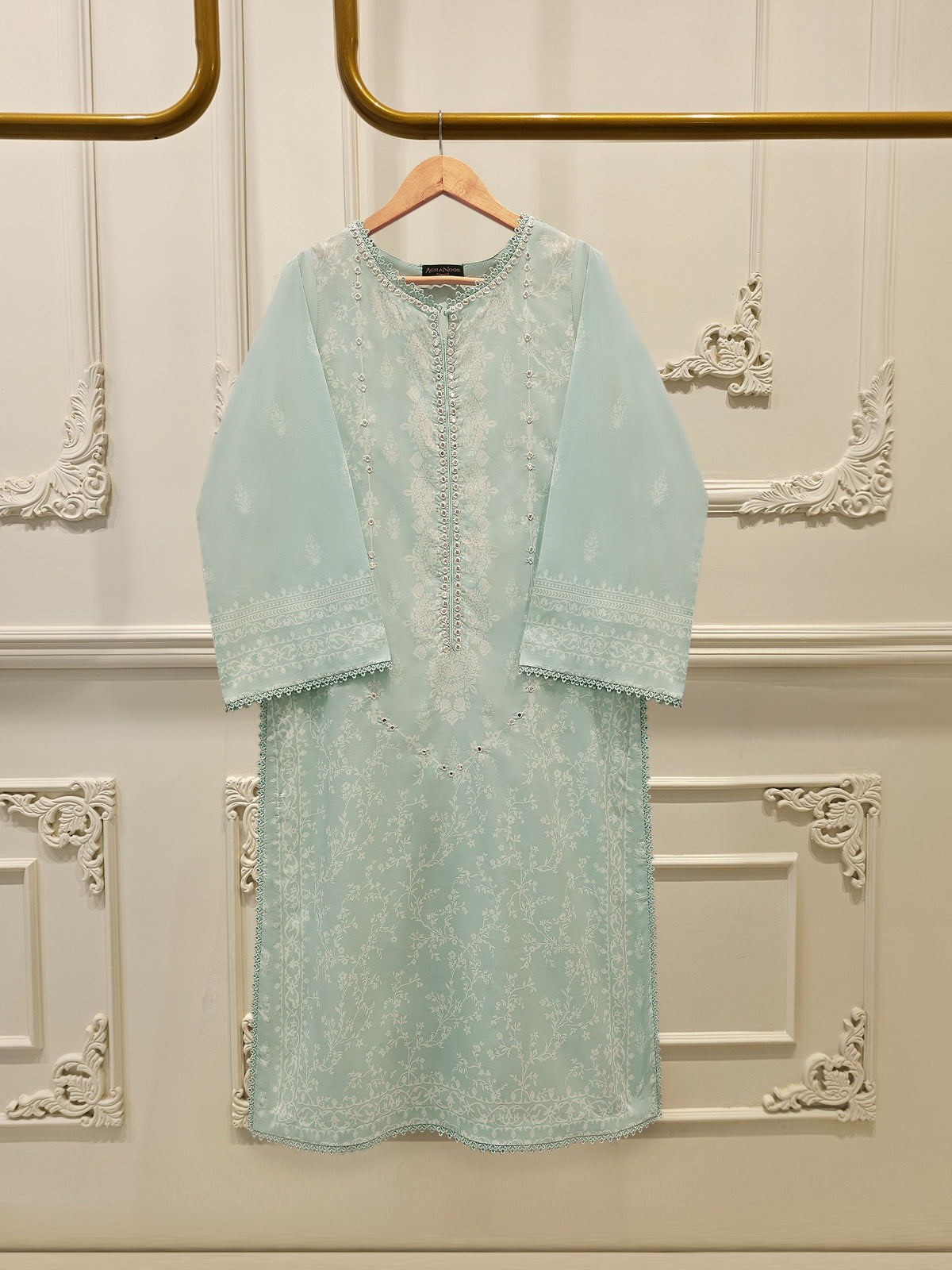 Digital Printed Embroidered Cambric Shirt S112916