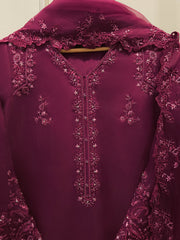 3 Piece - Pure Organza Embroidered Suit S112915