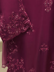 3 Piece - Pure Organza Embroidered Suit S112915