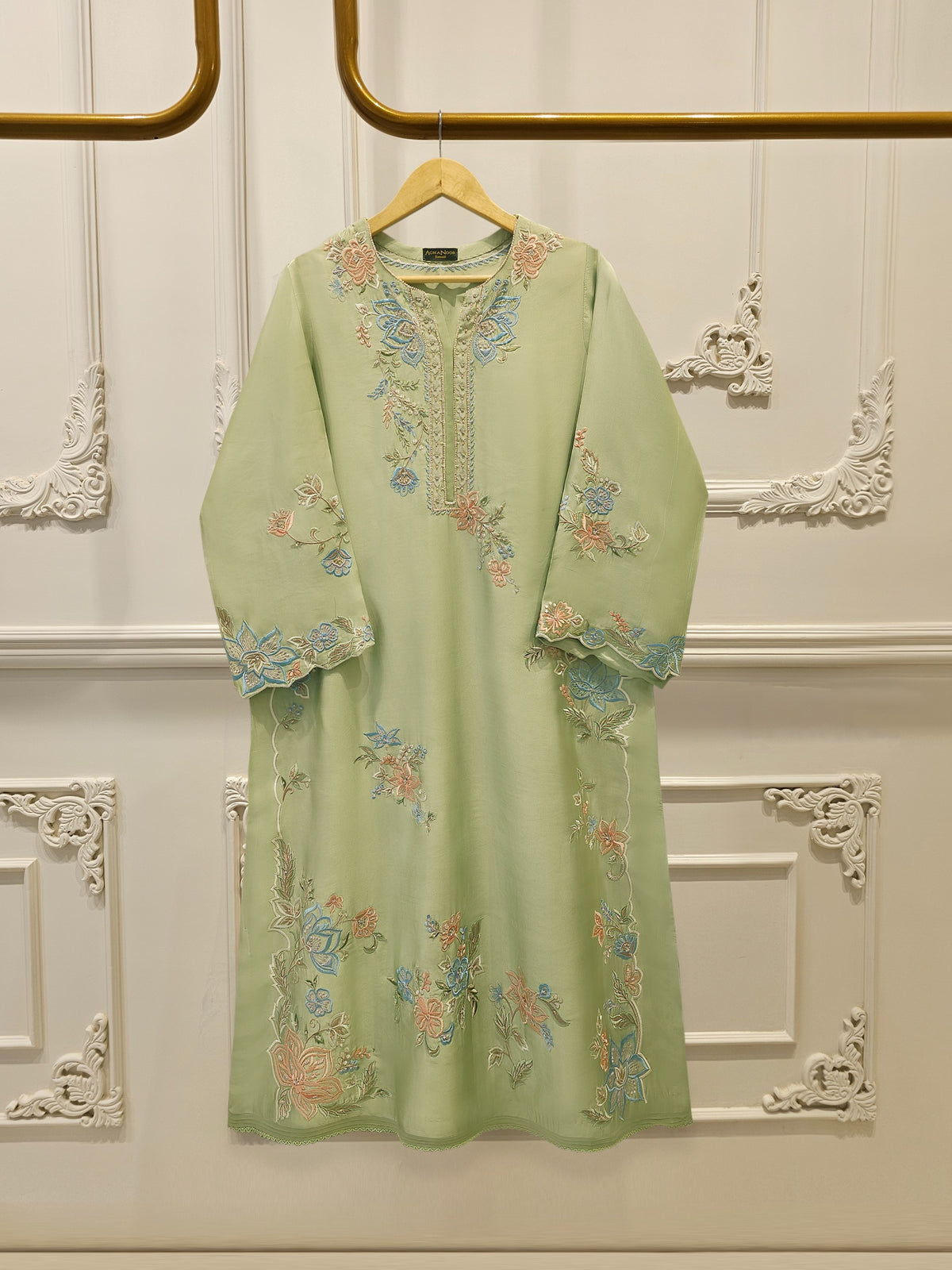 Pure Embroidered Sheesha Silk Shirt S112924