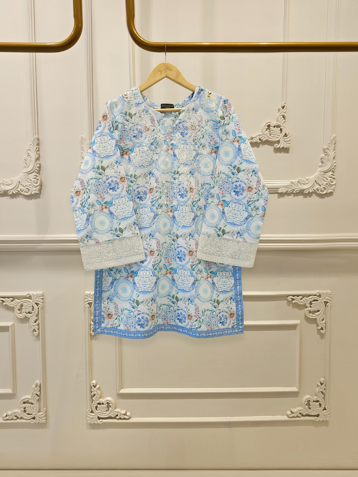 Digital Printed Embroidered Cambric Shirt S112933