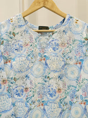 Digital Printed Embroidered Cambric Shirt S112933