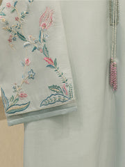 3 Piece-  Pure Embroidered Sheesha Silk Suit S112962