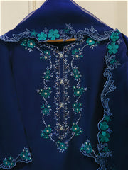 3 Piece-  Pure Embroidered Sheesha Silk Suit S112974