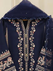 3 Piece-  Pure Embroidered Sheesha Silk Suit S113015