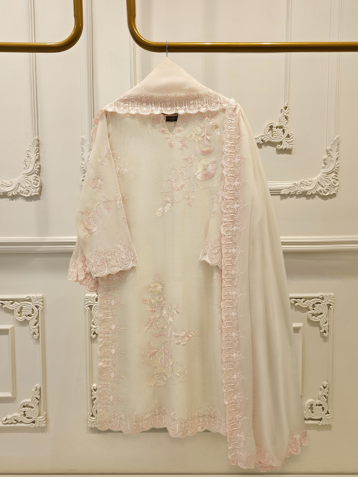 3 Piece - Pure Embroidered Cotton Net Suit S113079