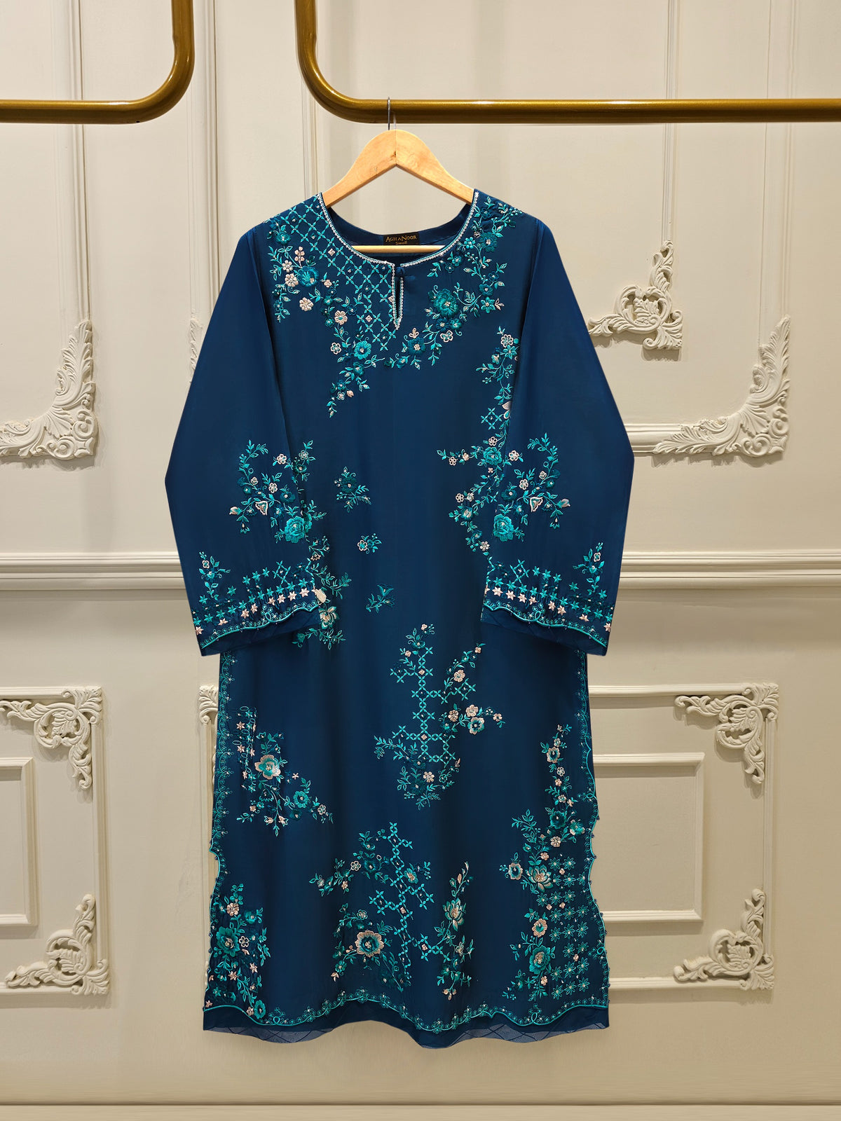 Pure Embroidered Sheesha Silk Shirt S113084