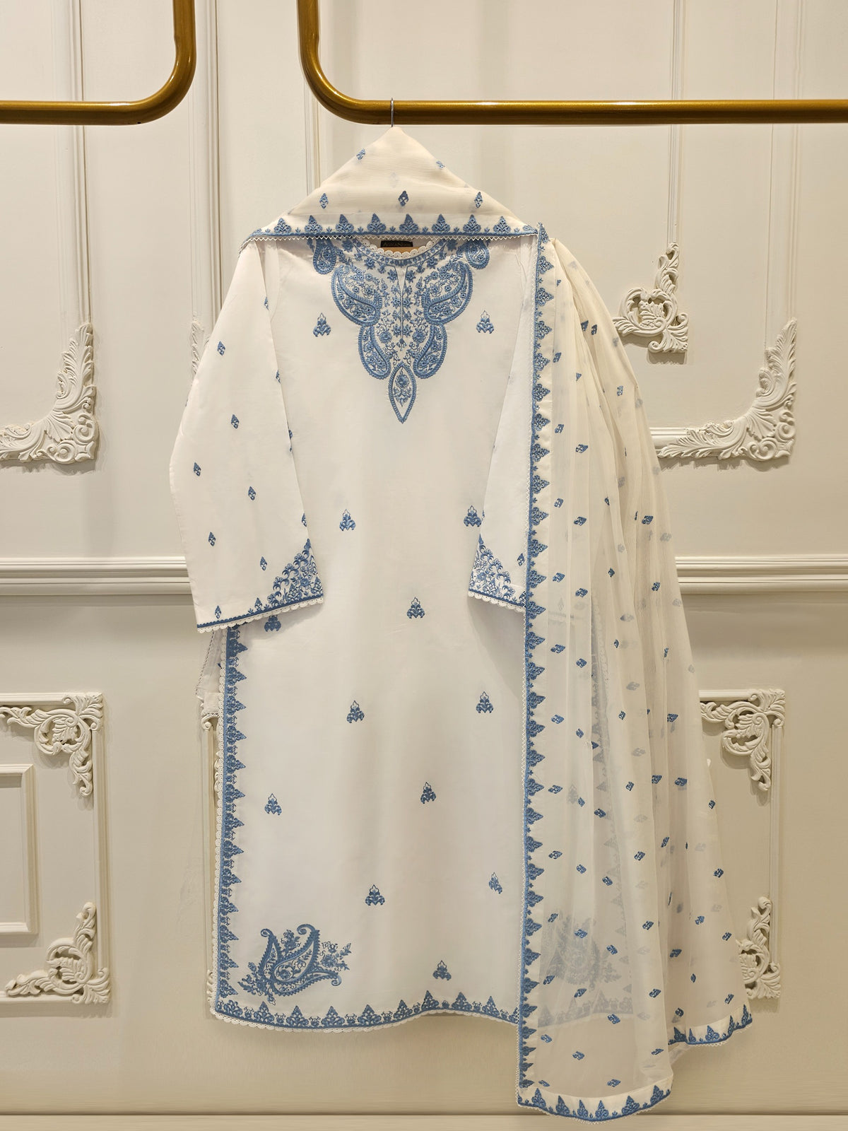 3 Piece - Embroidered Cambric Suit  S113108