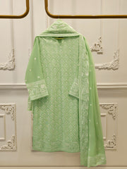 3 Piece - Pure Embroidered Cotton Net Suit S113241