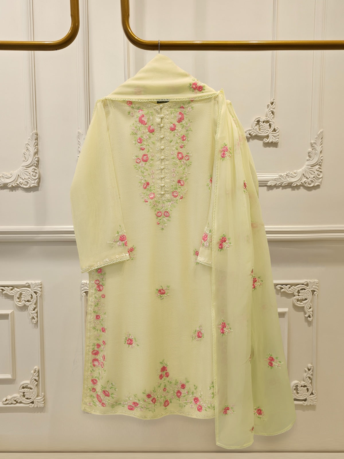 3 Piece - Pure Embroidered Cotton Net Suit S113284