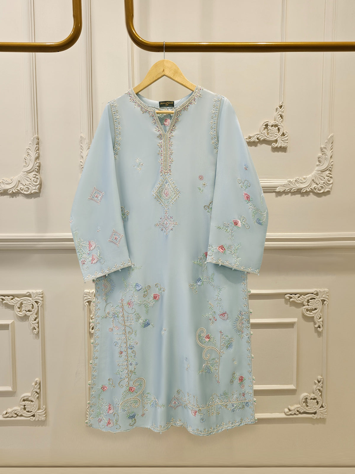 Pure Embroidered Sheesha Silk Shirt S113421